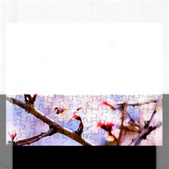 Pink Sakura Purple Background Rectangular Jigsaw Puzzl by FunnyCow