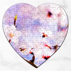 Pink Sakura Purple Background Jigsaw Puzzle (heart) by FunnyCow