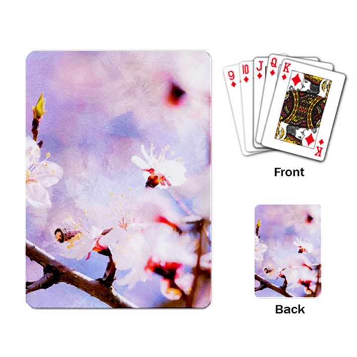 Pink Sakura Purple Background Playing Card