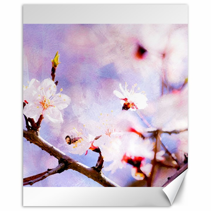 Pink Sakura Purple Background Canvas 16  x 20  