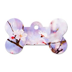 Pink Sakura Purple Background Dog Tag Bone (two Sides) by FunnyCow