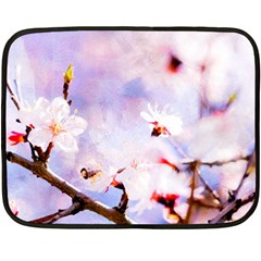 Pink Sakura Purple Background Double Sided Fleece Blanket (mini)  by FunnyCow