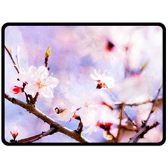 Pink Sakura Purple Background Fleece Blanket (large)  by FunnyCow