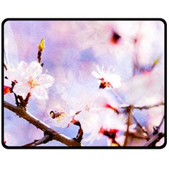 Pink Sakura Purple Background Fleece Blanket (medium)  by FunnyCow