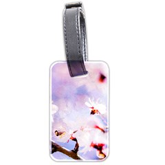 Pink Sakura Purple Background Luggage Tags (two Sides) by FunnyCow