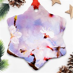 Pink Sakura Purple Background Ornament (snowflake) by FunnyCow