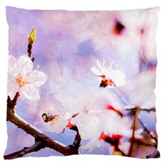 Pink Sakura Purple Background Large Cushion Case (two Sides) by FunnyCow