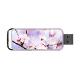 Pink Sakura Purple Background Portable USB Flash (One Side) Front