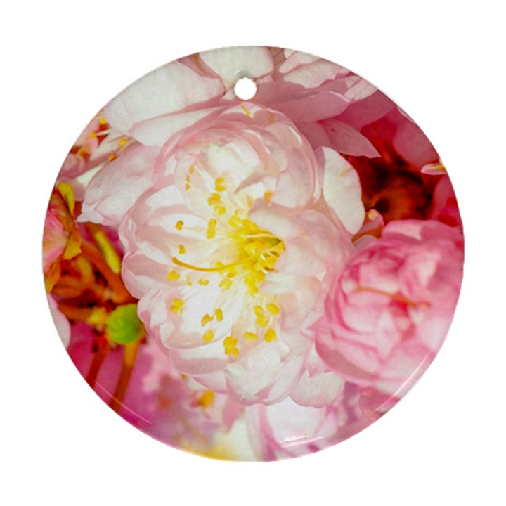 Pink Flowering Almond Flowers Ornament (Round)