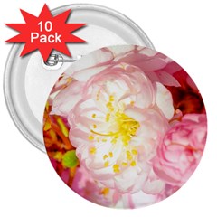 Pink Flowering Almond Flowers 3  Buttons (10 Pack)  by FunnyCow