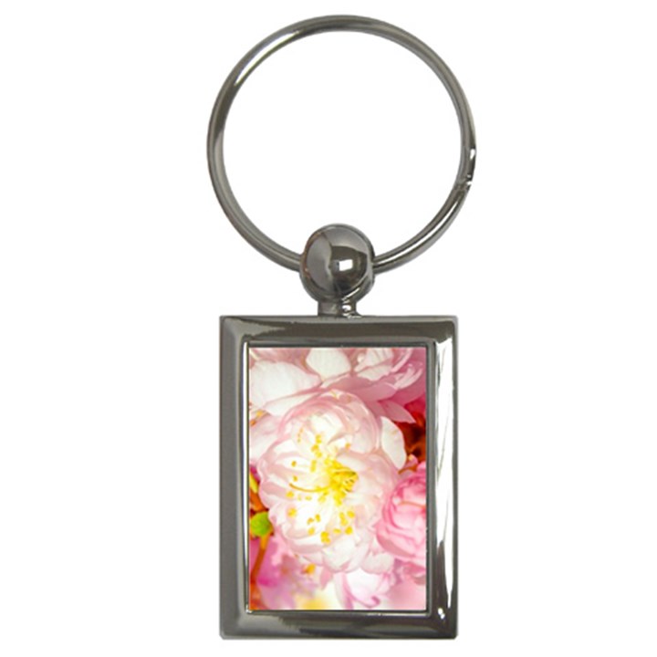 Pink Flowering Almond Flowers Key Chains (Rectangle) 