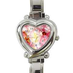 Pink Flowering Almond Flowers Heart Italian Charm Watch by FunnyCow