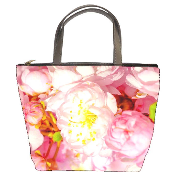 Pink Flowering Almond Flowers Bucket Bags