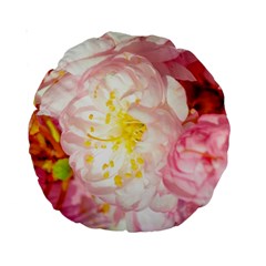 Pink Flowering Almond Flowers Standard 15  Premium Round Cushions by FunnyCow