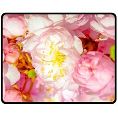 Pink Flowering Almond Flowers Double Sided Fleece Blanket (medium)  by FunnyCow