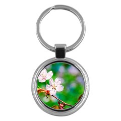 Sakura Flowers On Green Key Chains (round)  by FunnyCow