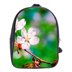 Sakura Flowers On Green School Bag (large) by FunnyCow