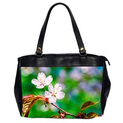 Sakura Flowers On Green Office Handbags (2 Sides)  by FunnyCow