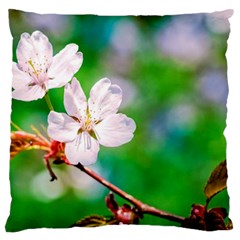 Sakura Flowers On Green Large Cushion Case (one Side) by FunnyCow