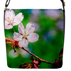 Sakura Flowers On Green Flap Messenger Bag (s) by FunnyCow