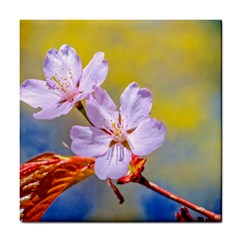 Sakura Flowers On Yellow Tile Coasters by FunnyCow