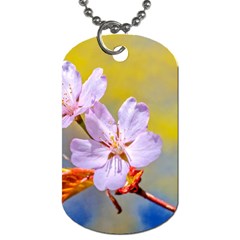 Sakura Flowers On Yellow Dog Tag (one Side) by FunnyCow