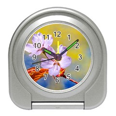 Sakura Flowers On Yellow Travel Alarm Clock by FunnyCow