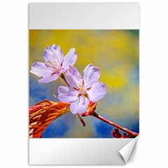 Sakura Flowers On Yellow Canvas 12  X 18   by FunnyCow