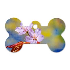 Sakura Flowers On Yellow Dog Tag Bone (two Sides) by FunnyCow