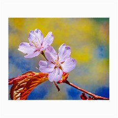 Sakura Flowers On Yellow Small Glasses Cloth (2-side) by FunnyCow