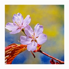 Sakura Flowers On Yellow Medium Glasses Cloth by FunnyCow