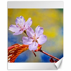 Sakura Flowers On Yellow Canvas 11  X 14   by FunnyCow