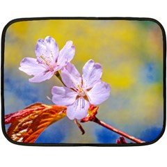 Sakura Flowers On Yellow Fleece Blanket (mini) by FunnyCow