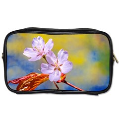 Sakura Flowers On Yellow Toiletries Bags by FunnyCow