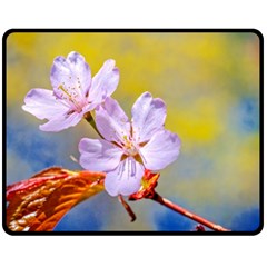 Sakura Flowers On Yellow Fleece Blanket (medium)  by FunnyCow