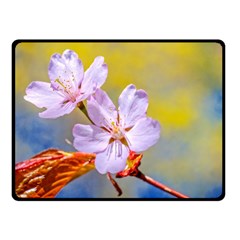 Sakura Flowers On Yellow Fleece Blanket (small) by FunnyCow