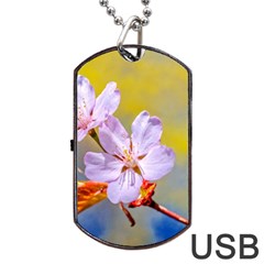 Sakura Flowers On Yellow Dog Tag Usb Flash (one Side) by FunnyCow