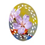 Sakura Flowers On Yellow Ornament (Oval Filigree) Front