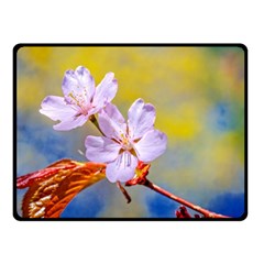 Sakura Flowers On Yellow Double Sided Fleece Blanket (small)  by FunnyCow