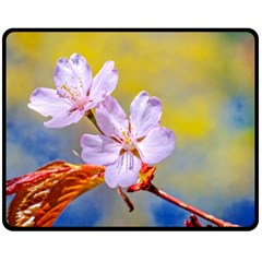 Sakura Flowers On Yellow Double Sided Fleece Blanket (medium)  by FunnyCow