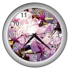 Sakura In The Shade Wall Clock (silver) by FunnyCow