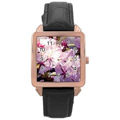 Sakura In The Shade Rose Gold Leather Watch  by FunnyCow