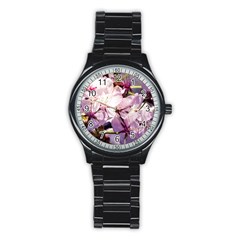 Sakura In The Shade Stainless Steel Round Watch by FunnyCow