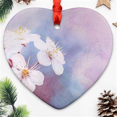 Pink Mist Of Sakura Ornament (heart) by FunnyCow