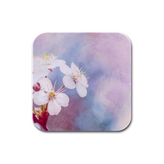 Pink Mist Of Sakura Rubber Square Coaster (4 Pack)  by FunnyCow