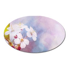 Pink Mist Of Sakura Oval Magnet by FunnyCow