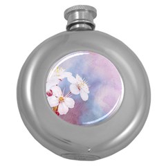 Pink Mist Of Sakura Round Hip Flask (5 Oz) by FunnyCow