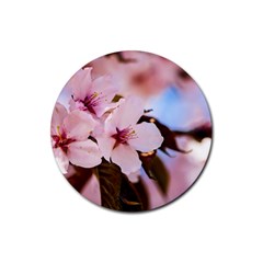 Three Sakura Flowers Rubber Round Coaster (4 Pack)  by FunnyCow