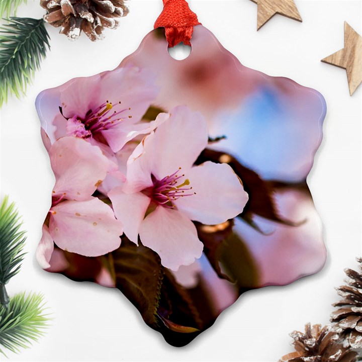 Three Sakura Flowers Snowflake Ornament (Two Sides)