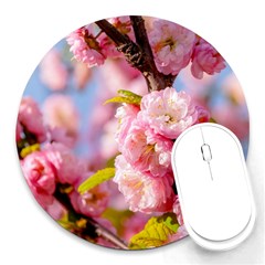 Flowering Almond Flowersg Round Mousepads by FunnyCow